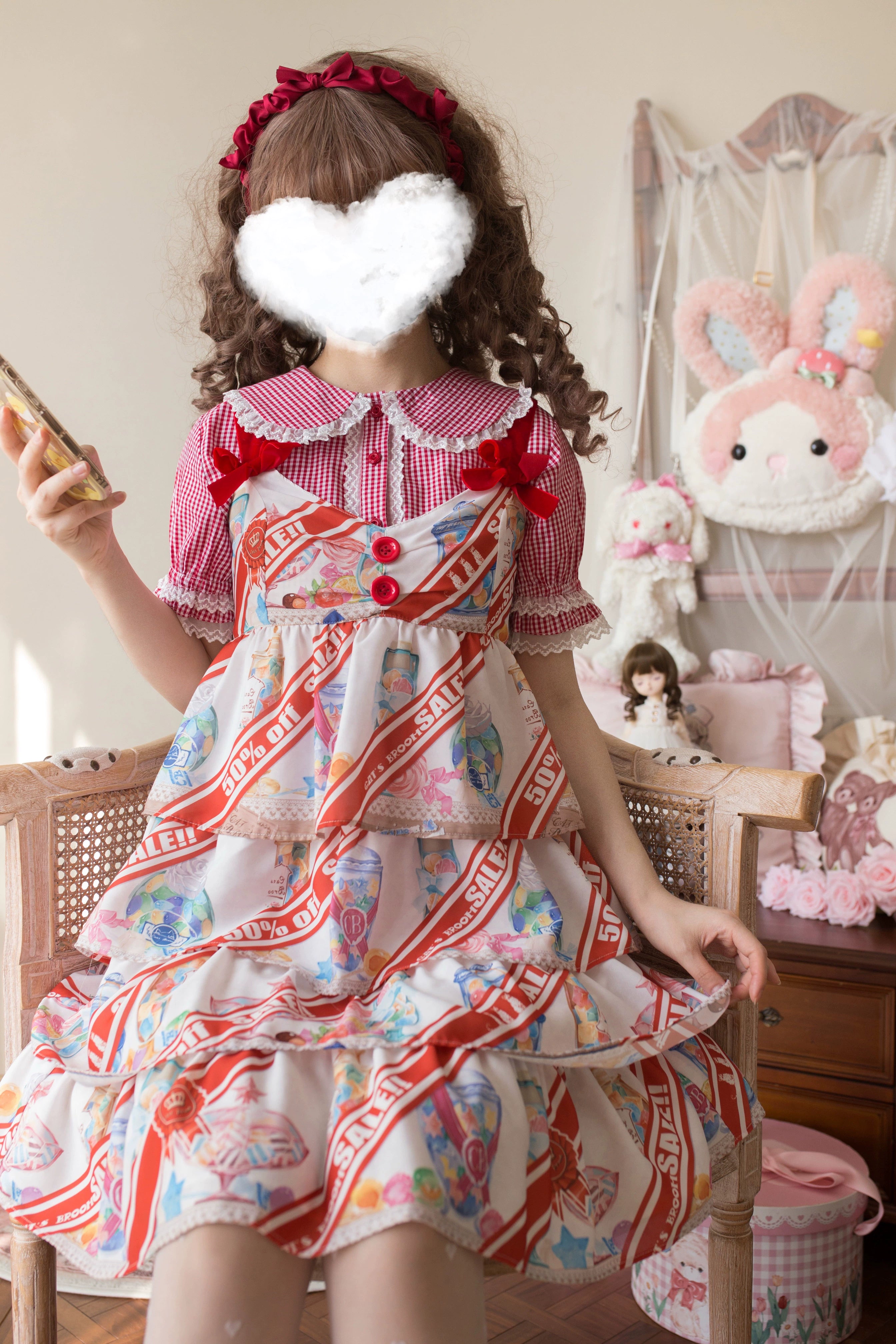 Kawaii Lolita Plaid Blouse With Cat Ear Peter Pan Collar