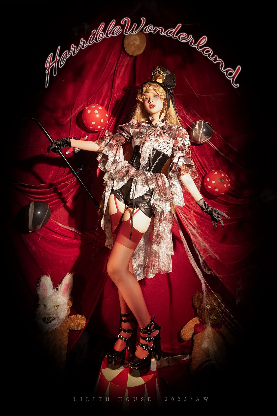 Lilith House - Horror Park - Gothic Lolita Irregular Hem Corset 31622:369724