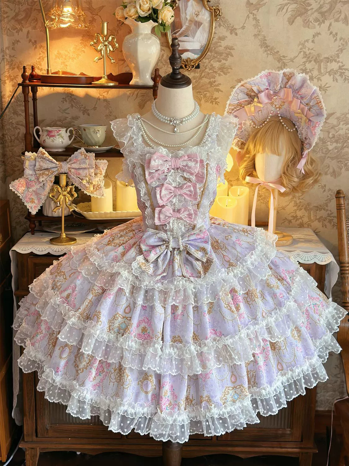 Hanguliang - Candelabra Ode - Doll-like Sweet Lolita JSK Dress, Side Zipper (L M S) 44097:795880
