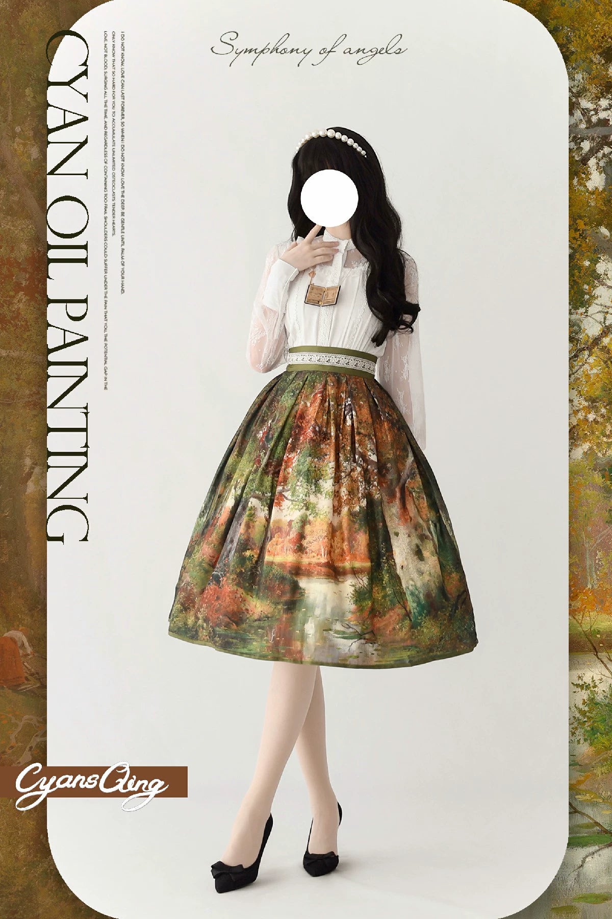 Cyan Lolita - Oil Painting Collection - Elegant Lolita Skirt Printed SK