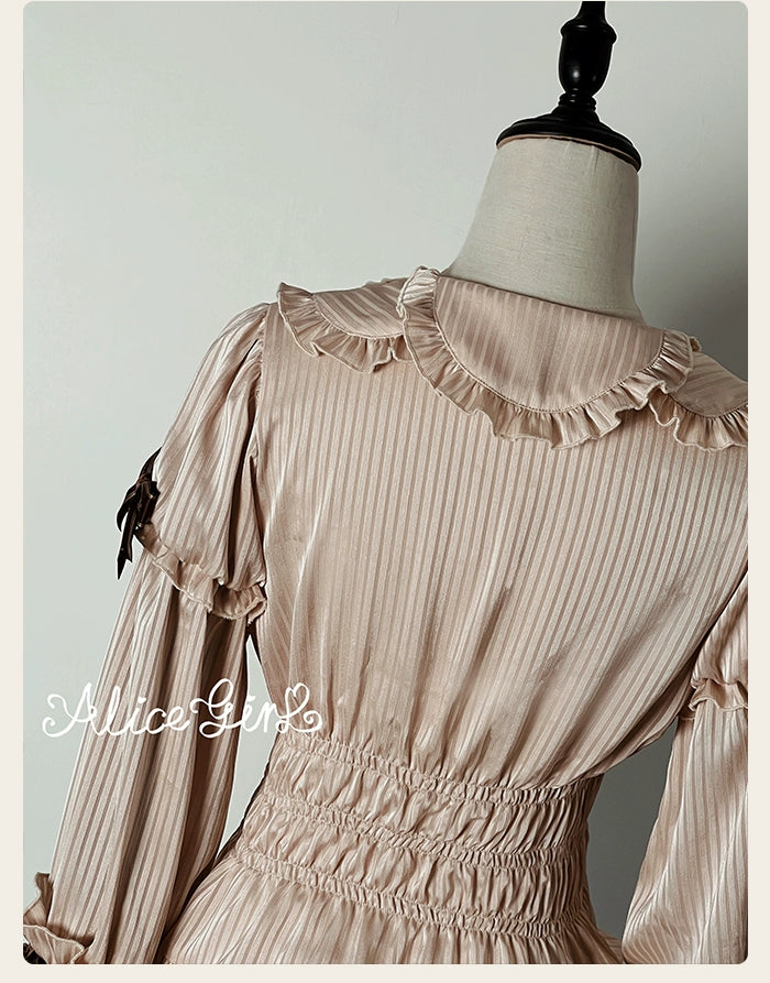 Alice Girl - Bear Chocolate Bar - Kawaii Lolita Blouse, Long Sleeve 43852:787139