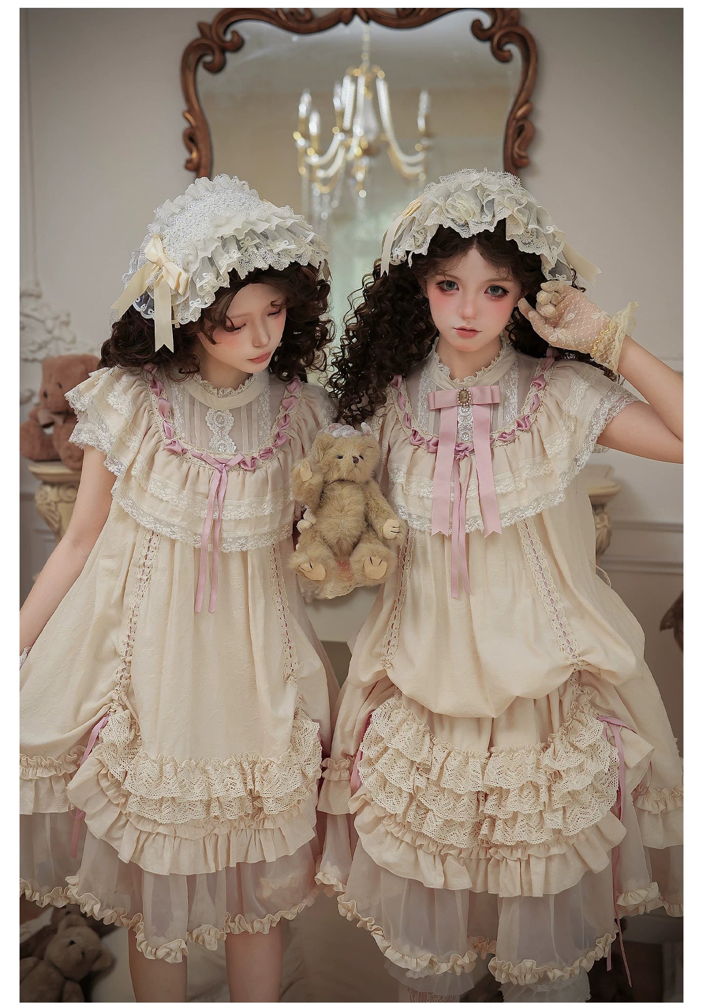 Lily's Dream - Cotton Lining Classic Lolita OP, Drawstring Liftable Hem 45539:854761