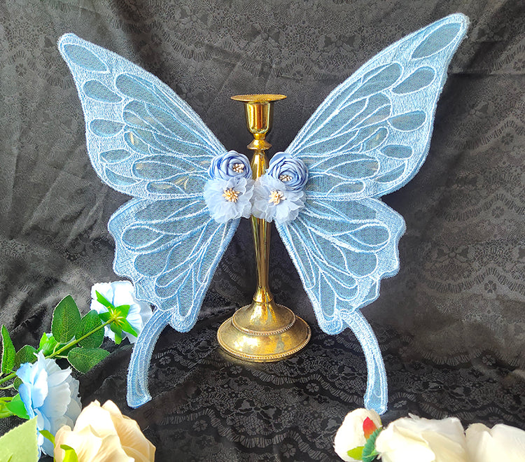 Fairy Tales - Embroidered Gothic Bridal Hairclip Hanfu Lolita Headwear One Size sky blue