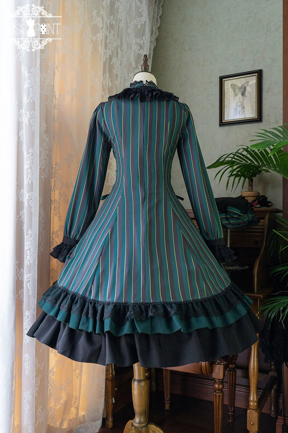 Miss Point - Perintz Manor - Gothic Lolita OP Long Sleeve Retro Lolita Dress 39904:642664
