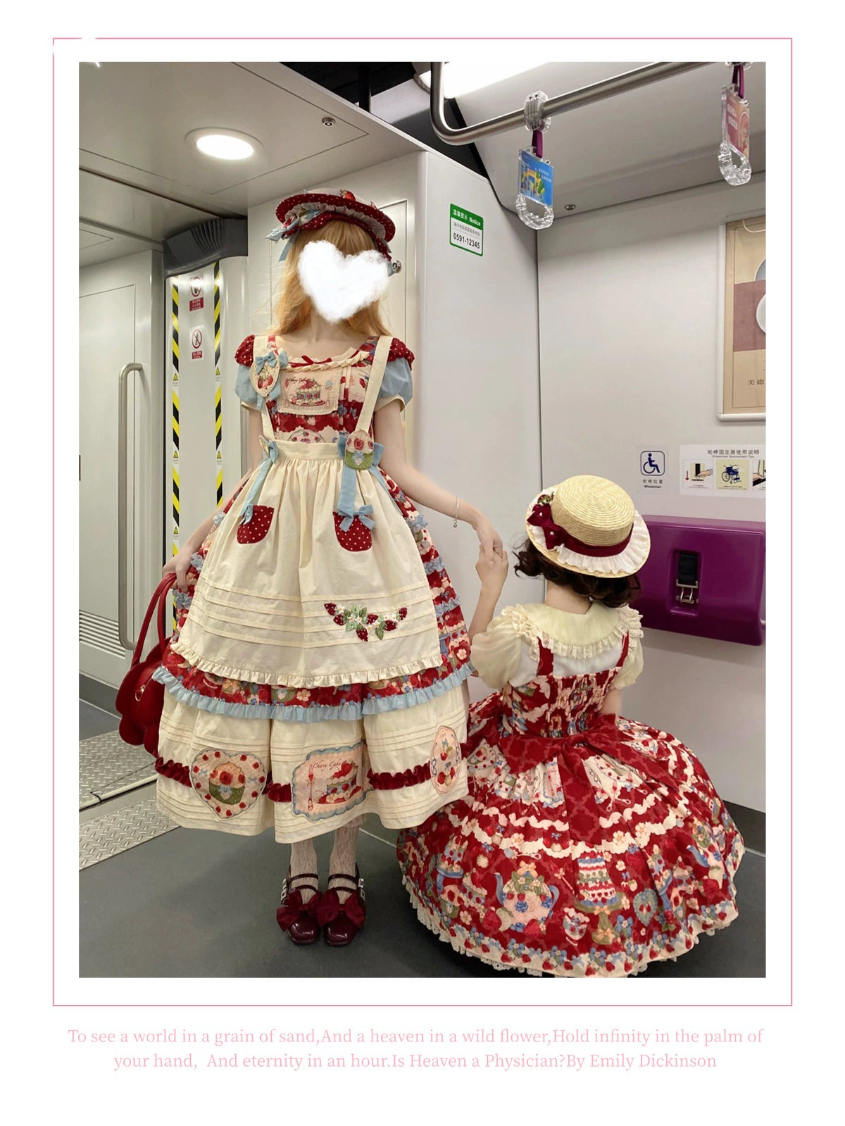 Rose Whispers - Strawberry Tata - Sweet Lolita Dress Suit With Strawberry Cake Print