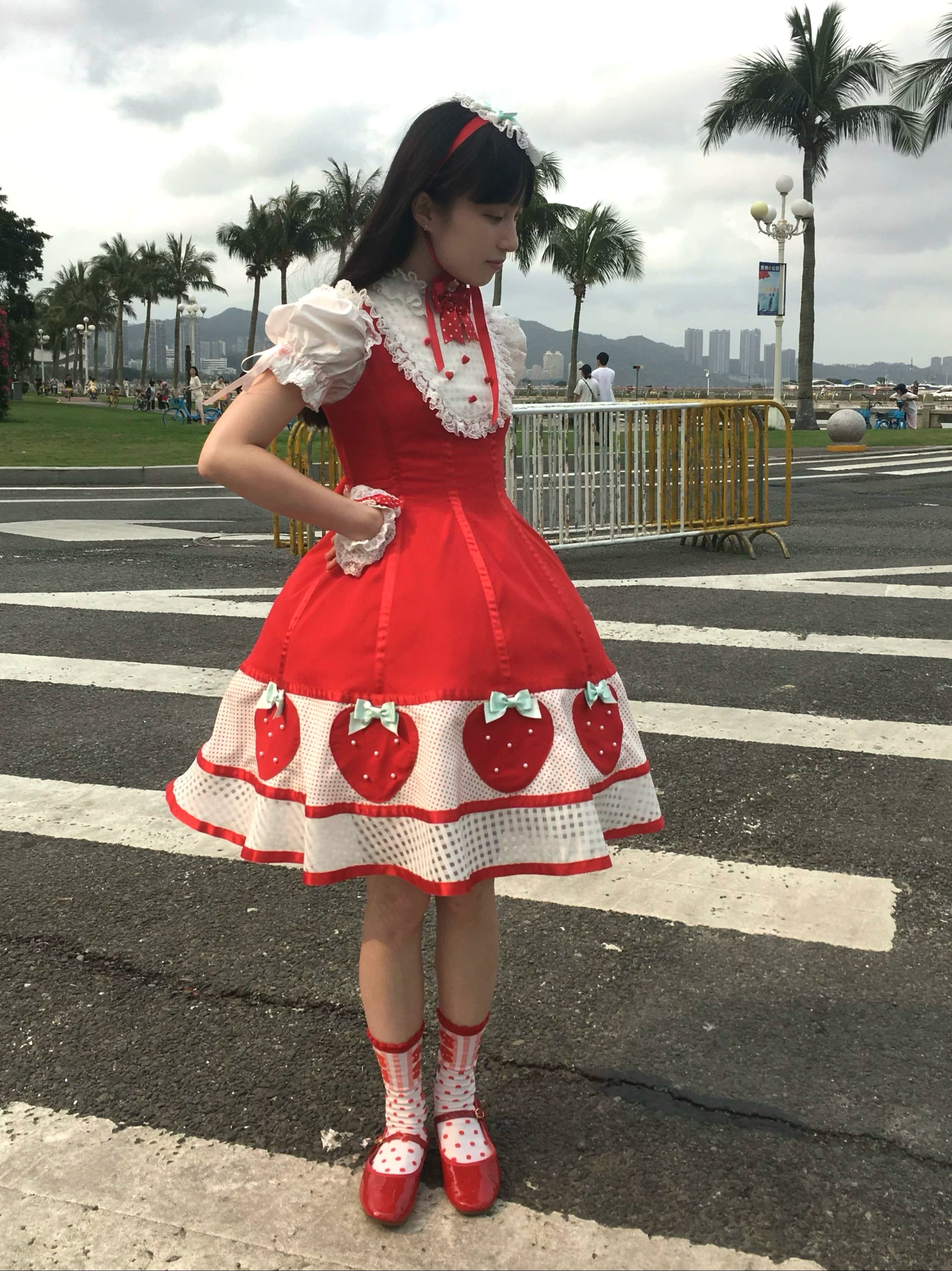 The Weird Strawberry Lady - Old School Lolita JSK, Hand-Studded Strawberry