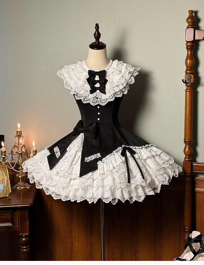 Alice Girl~Arrogant Miss~Sweet Lolita Jumper Dress with Tiered Lace Dress 41484:699458
