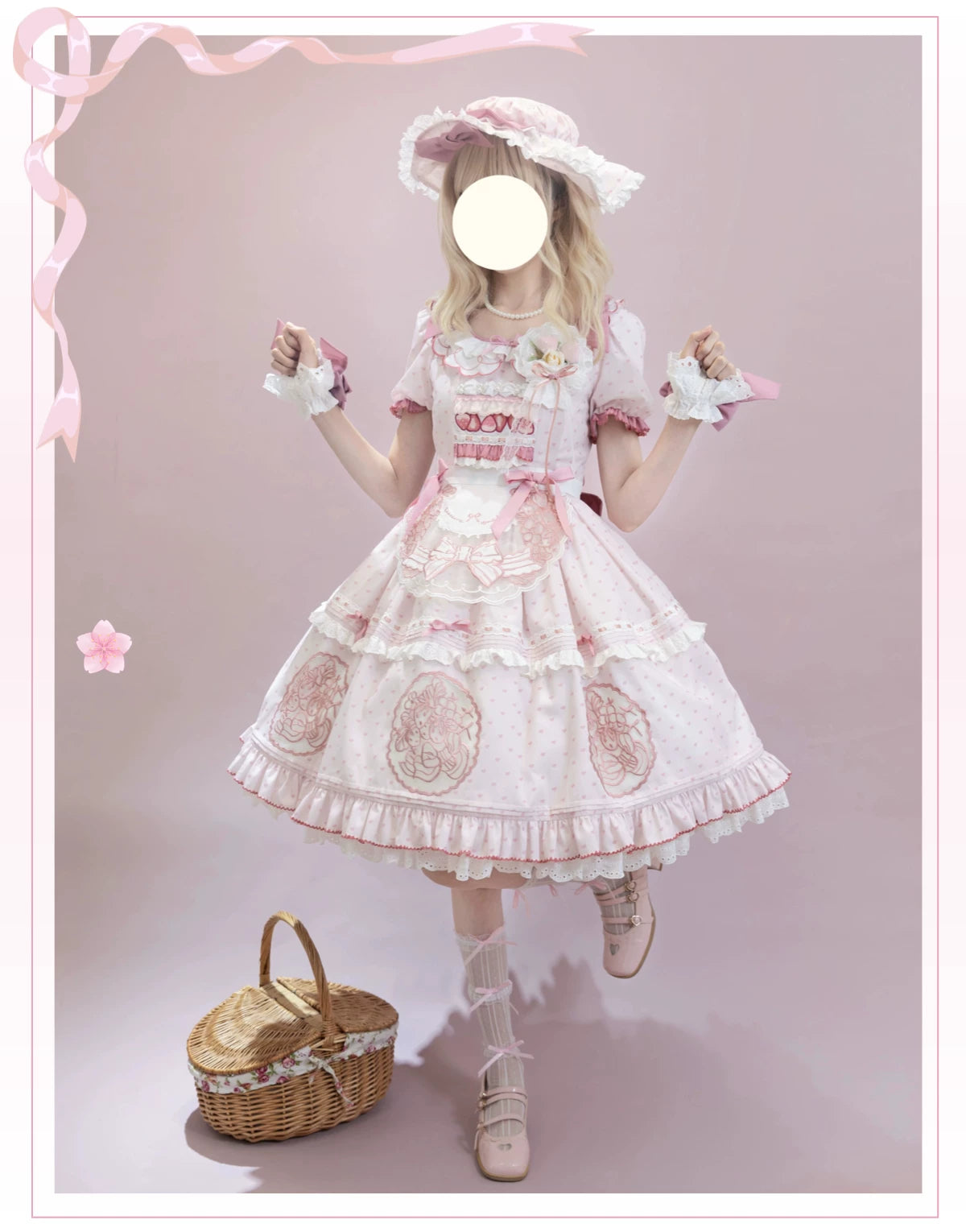 Berry Trap - Embroidered Sweet Lolita OP Dress, Polka Dot