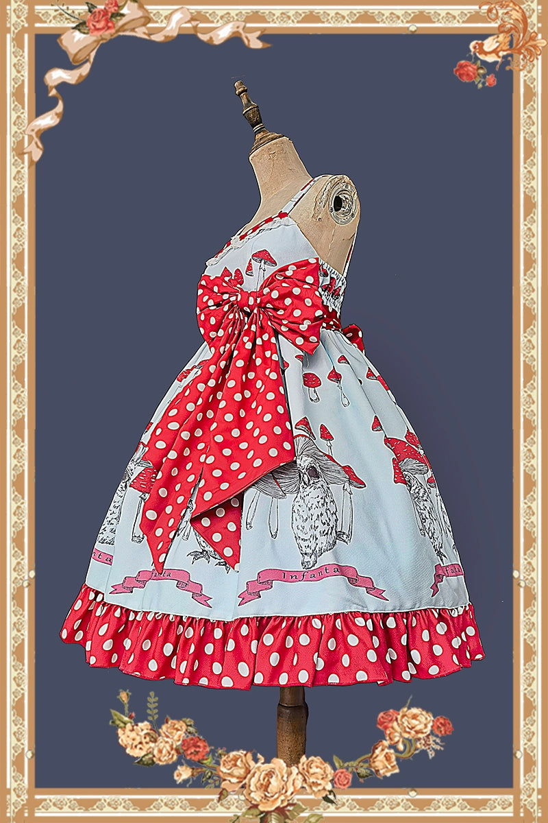 Infanta - Mushroom - Sweet Lolita JSK Dress Printing Dress Short Sleeve Shirt light blue JSK S