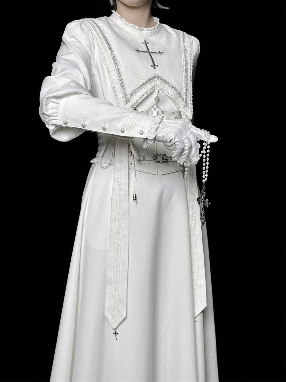 LeMiroir - Moonlit Prayer - Mutton Sleeve Nun Lolita OP Dress, Gathered Sleeve