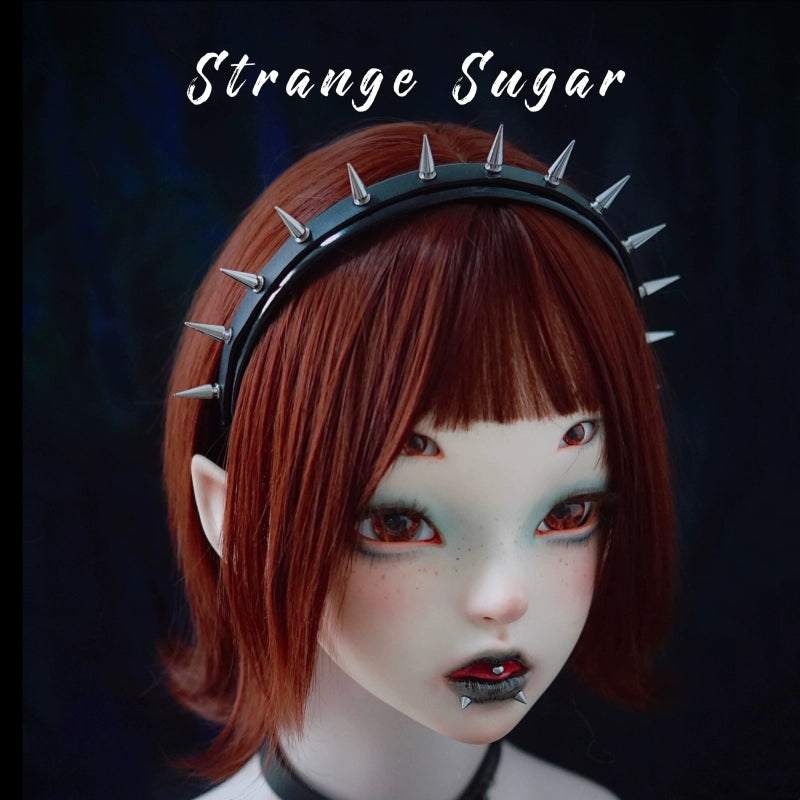 Strange Sugar - Gothic Lolita KC Faux Leather Punk Lolita Hair Accessories 11 Black Small Rivet KC