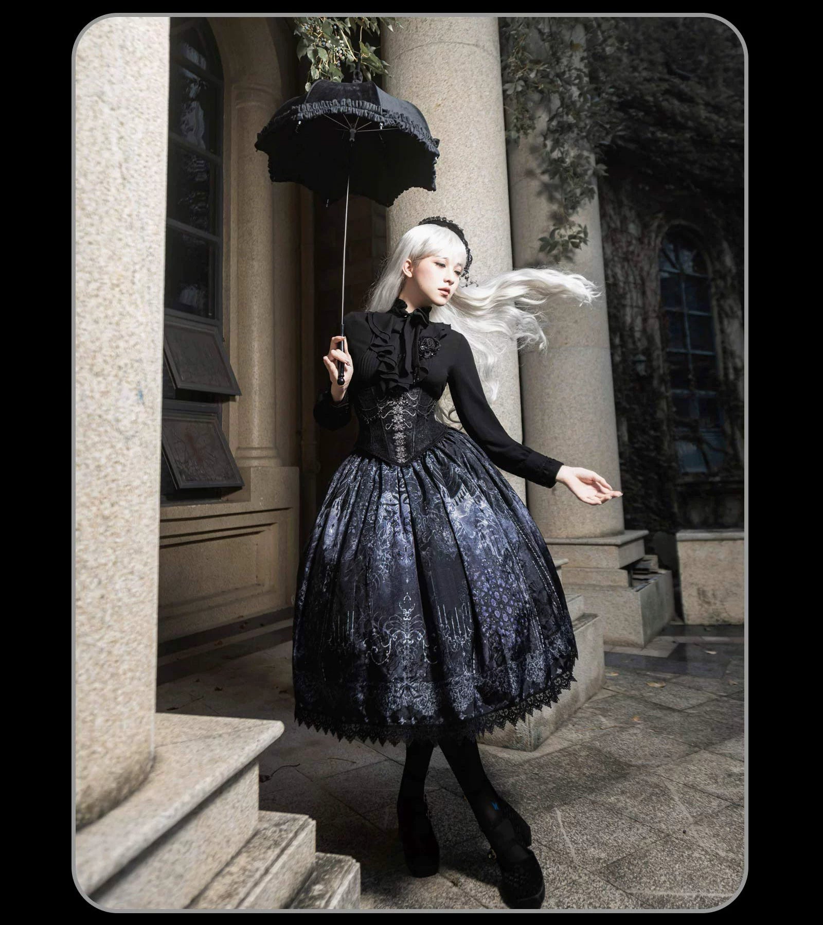 Susin Lolita - Bone-Eroded Butterfly - Gothic Lolita JSK & SK Set 44051:793334