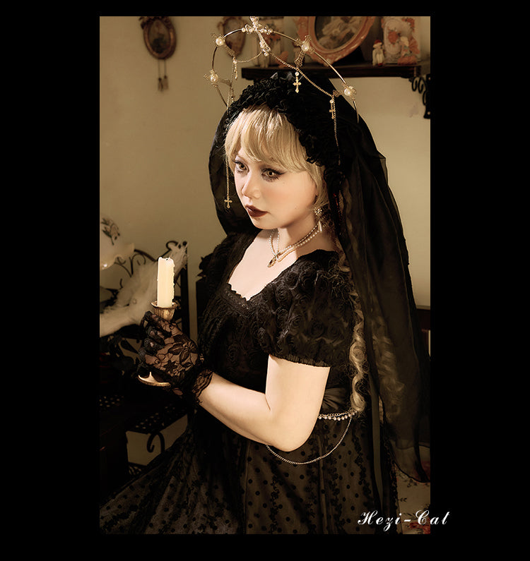 Hezi's Cat Haven~Mist Rose~Plus Size Lolita Empire Waist OP Dress 42268:754083