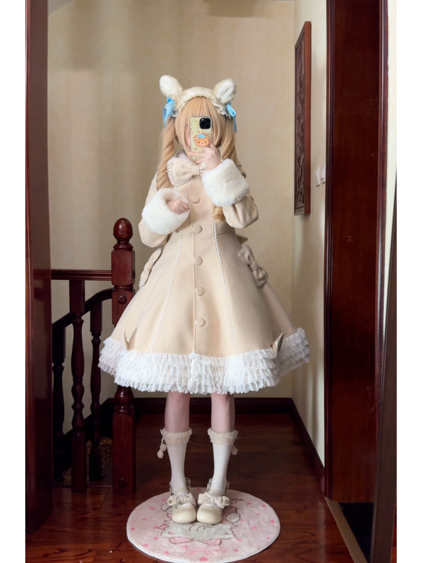 Bunny Magic Forest - High Waisted Sweet Lolita Overcoat, Bunny Ear Collar 44100:795310