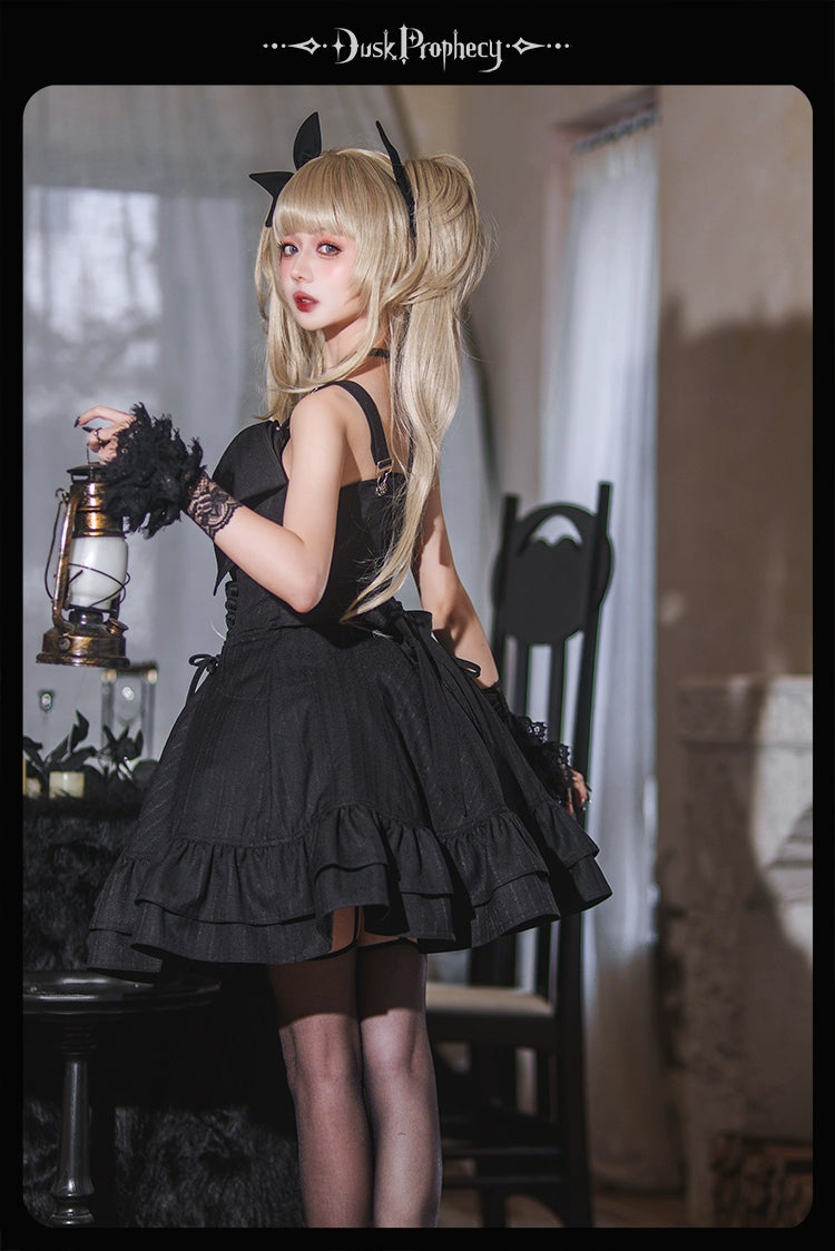 DuskProphecy - Heron - Classic Lolita Striped JSK Dress, Halter Neckline 44313:802967