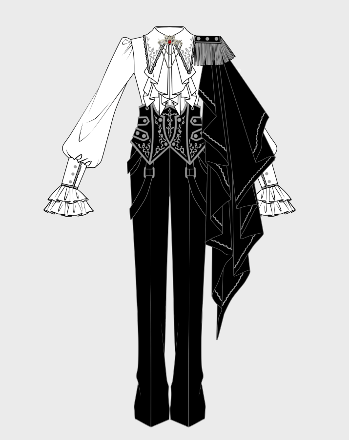 Your Princess - Ouji Lolita Pants Set, Detachable Jabot & Shawl 44129:797302