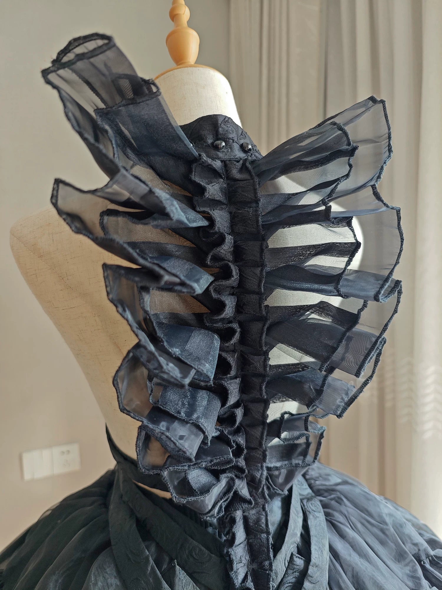 Jormungand - Snake Skeleton Inspired Back Accessory, Detachable Bows Black XS
