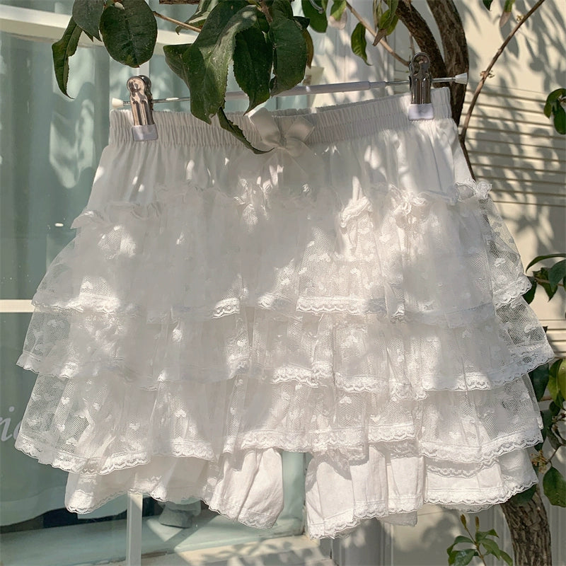 Sugar Girl - Daily Lolita Bloomers Floral Cotton Summer Leggings One Size White -normal quality