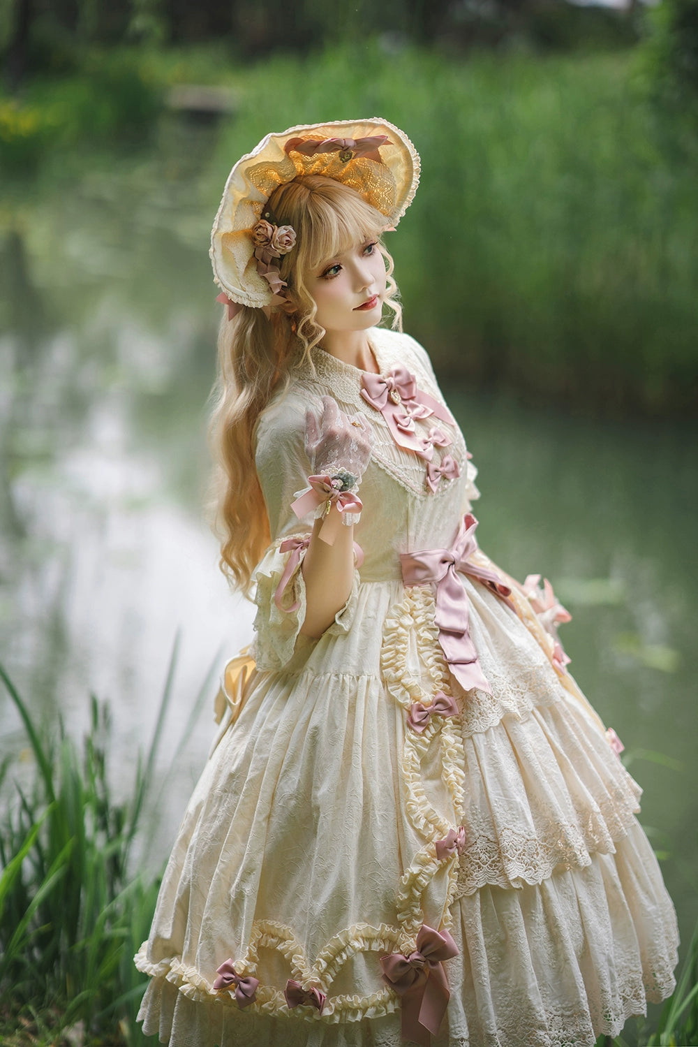Miss Point~Lilyka Garden~Classic Lolita OP Dress Set Elegant Floral Wall Princess Sleeve 38832:606220