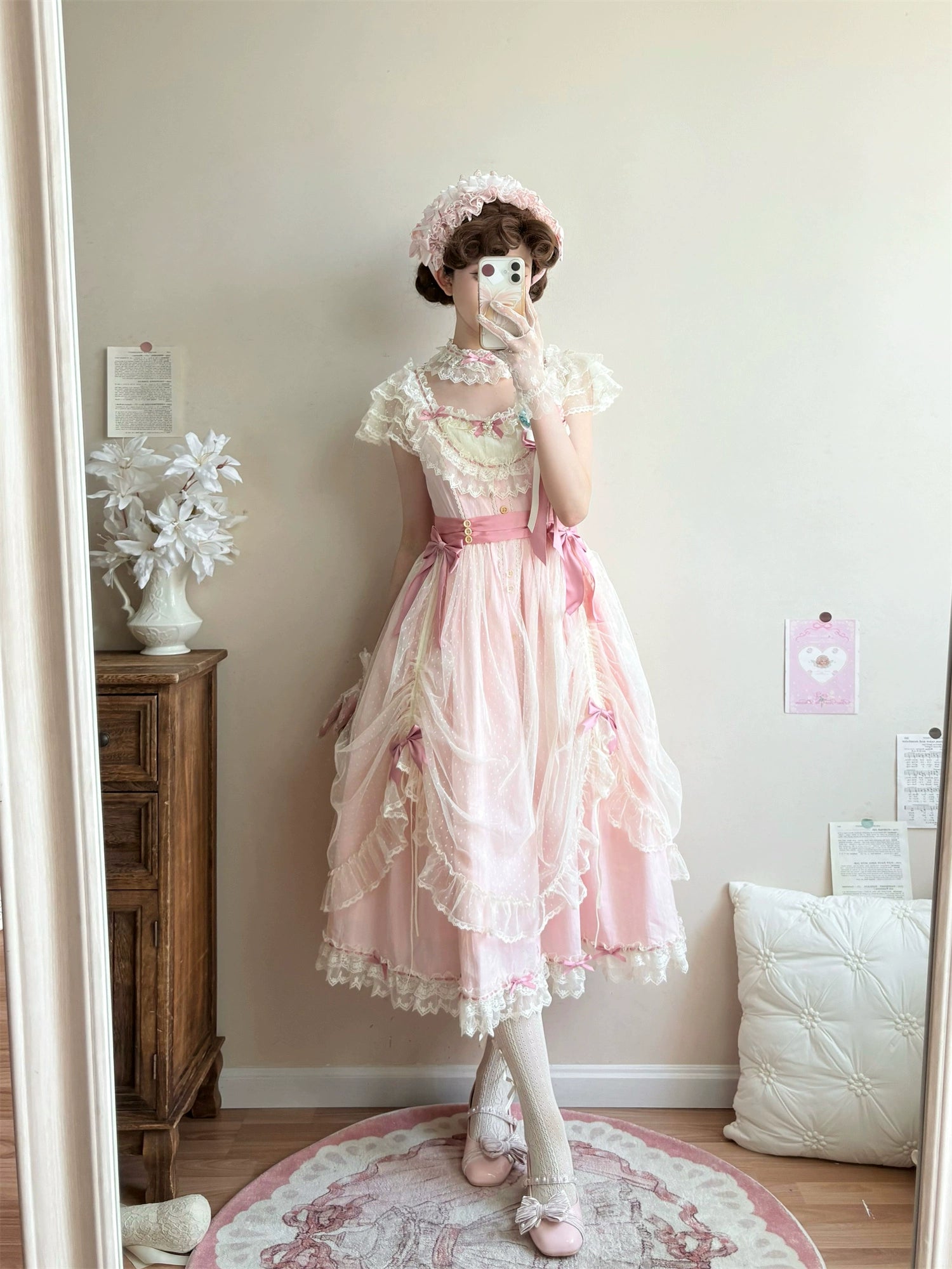 Uncle's Workshop - Fluttering Cherry Spring Strings - Cotton Sweet Lolita JSK Dress 42196:776688