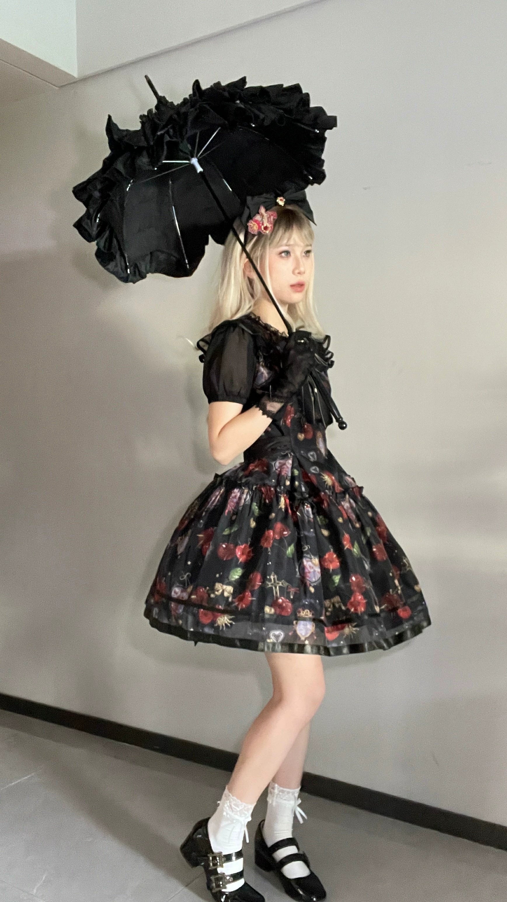 (Buy for me)Gloaming~Sweet Lolita Cherry print Short Sleeve OP and SK Set 28840:322668