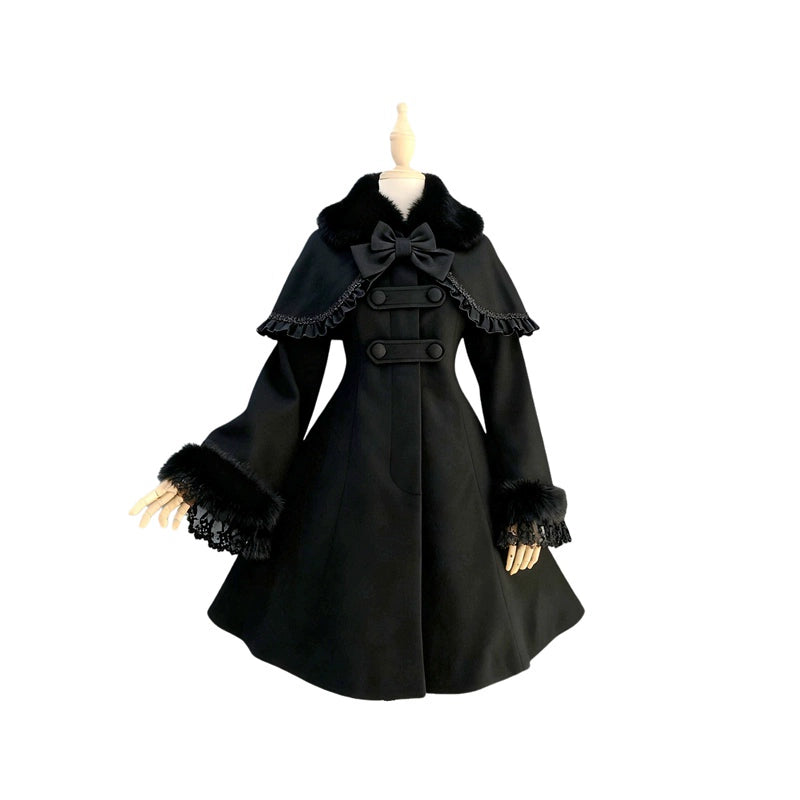 Anastasia - Madeleine - Elegant Lolita Wool Coat, Detachable Cape (L M S) 44231:801023