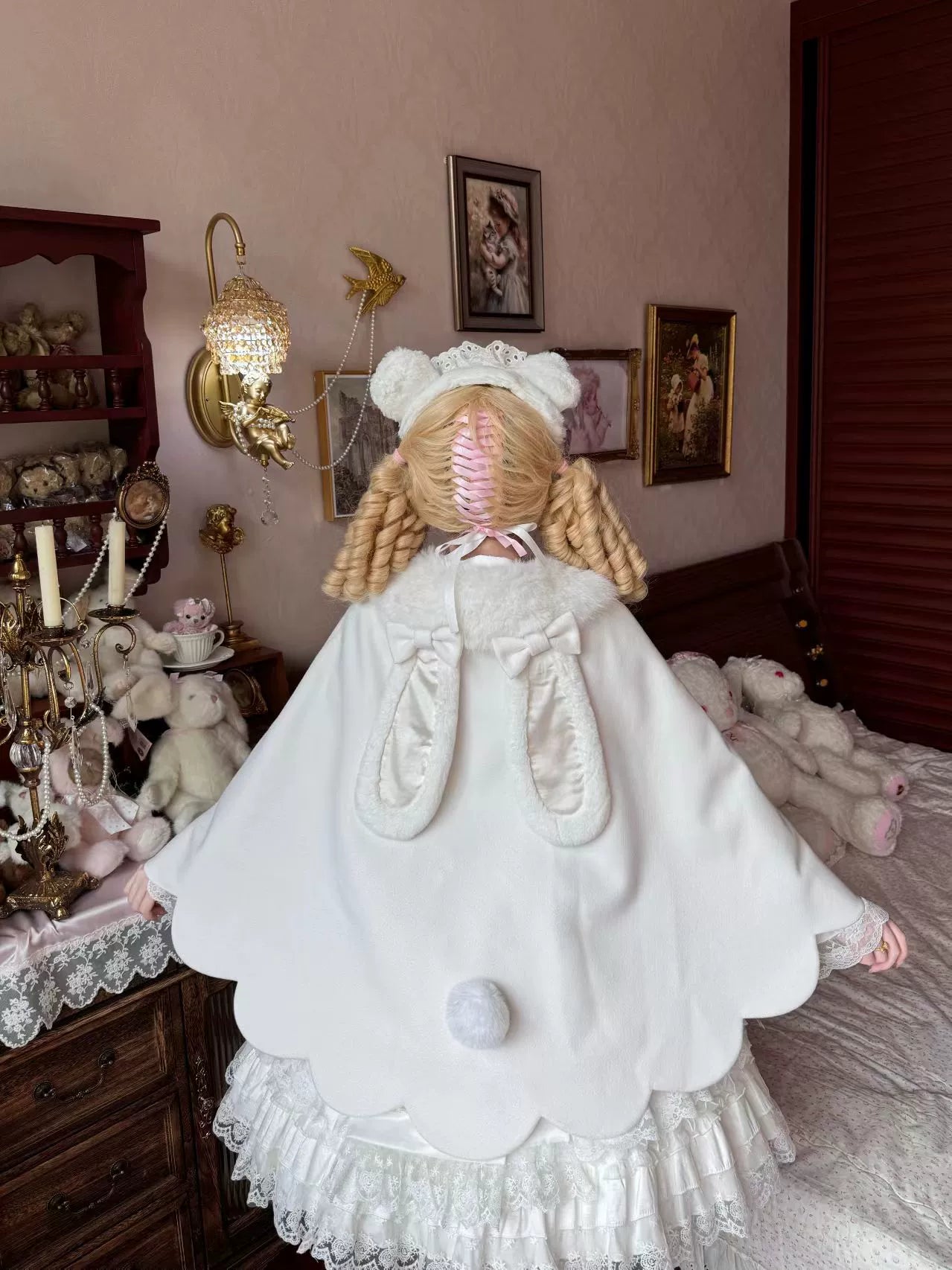 Jiuniangtutao - Sweet Wine Bunny - Scalloped Sweet Lolita Cape, Bunny Ears 44358:805308