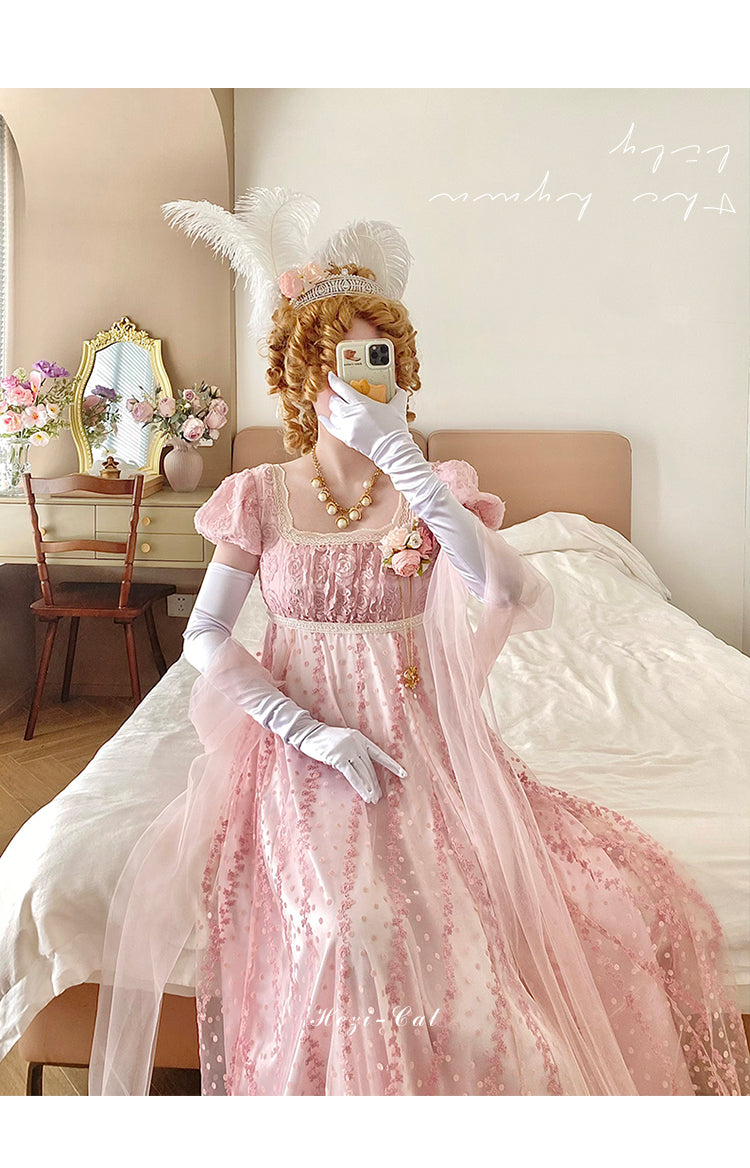 Hezi's Cat Haven~Mist Rose~Plus Size Lolita Empire Waist OP Dress 42268:734337