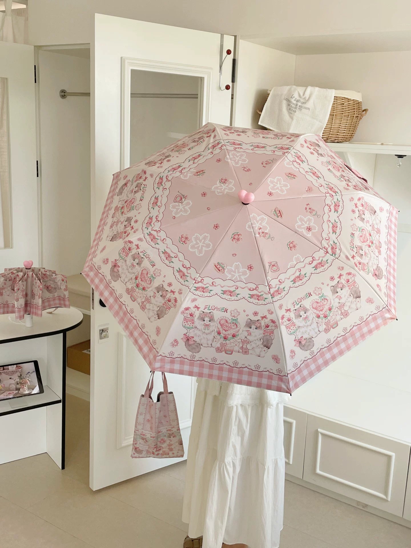 Foldable Printed UPF50+ Lolita Parasol with Black Coating 45587:853564