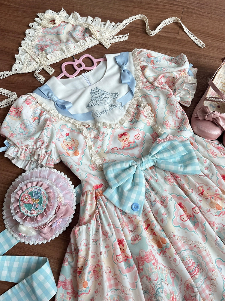 NanShengGe - Sheep Party - Sweet Lolita OP V-Neckline Lolita Dress M V-neck OP - white