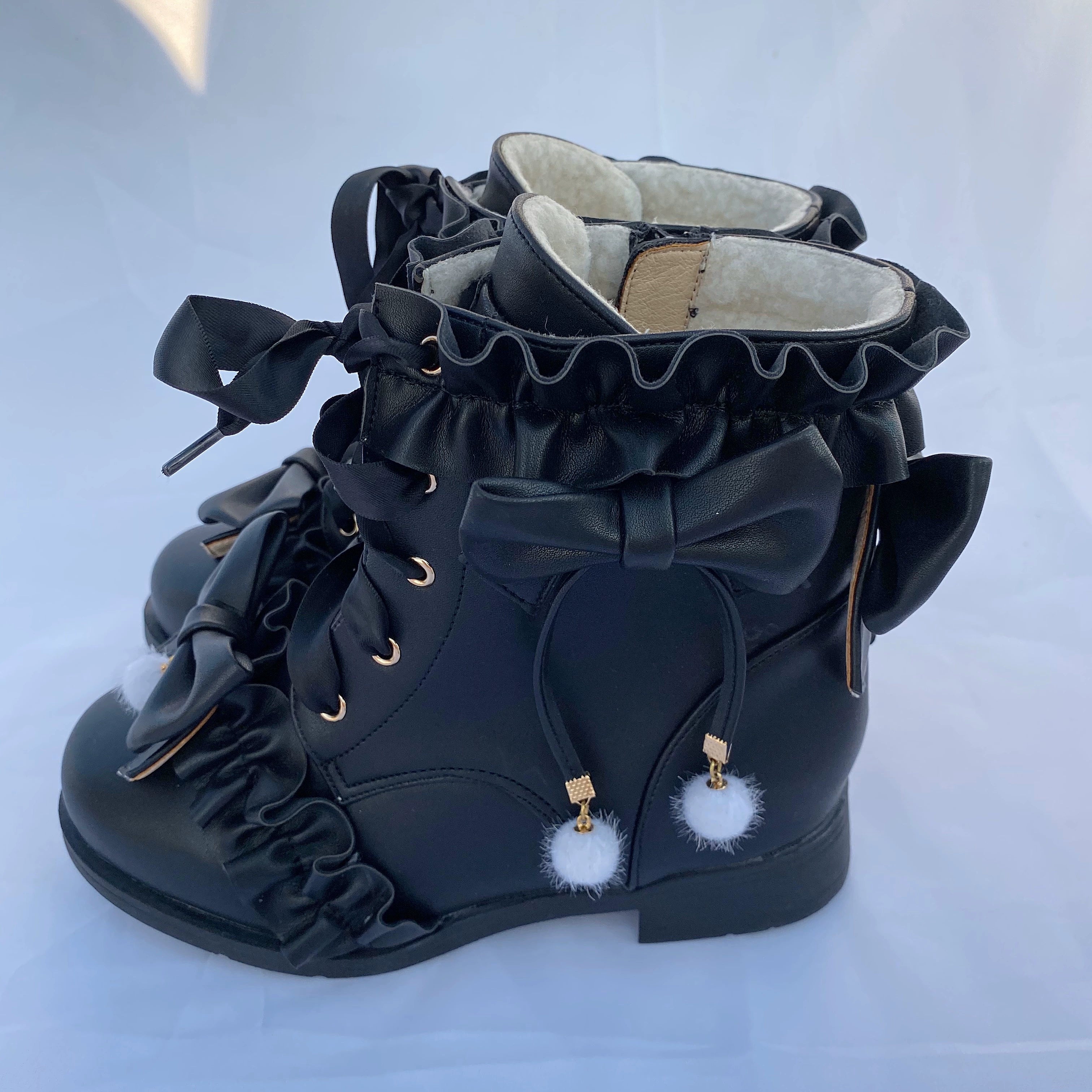 Fairy Godmother~Enthusiastic Ideation~Elegant Lolita Shoes Fleeced Short Martin Boots 32686:409462
