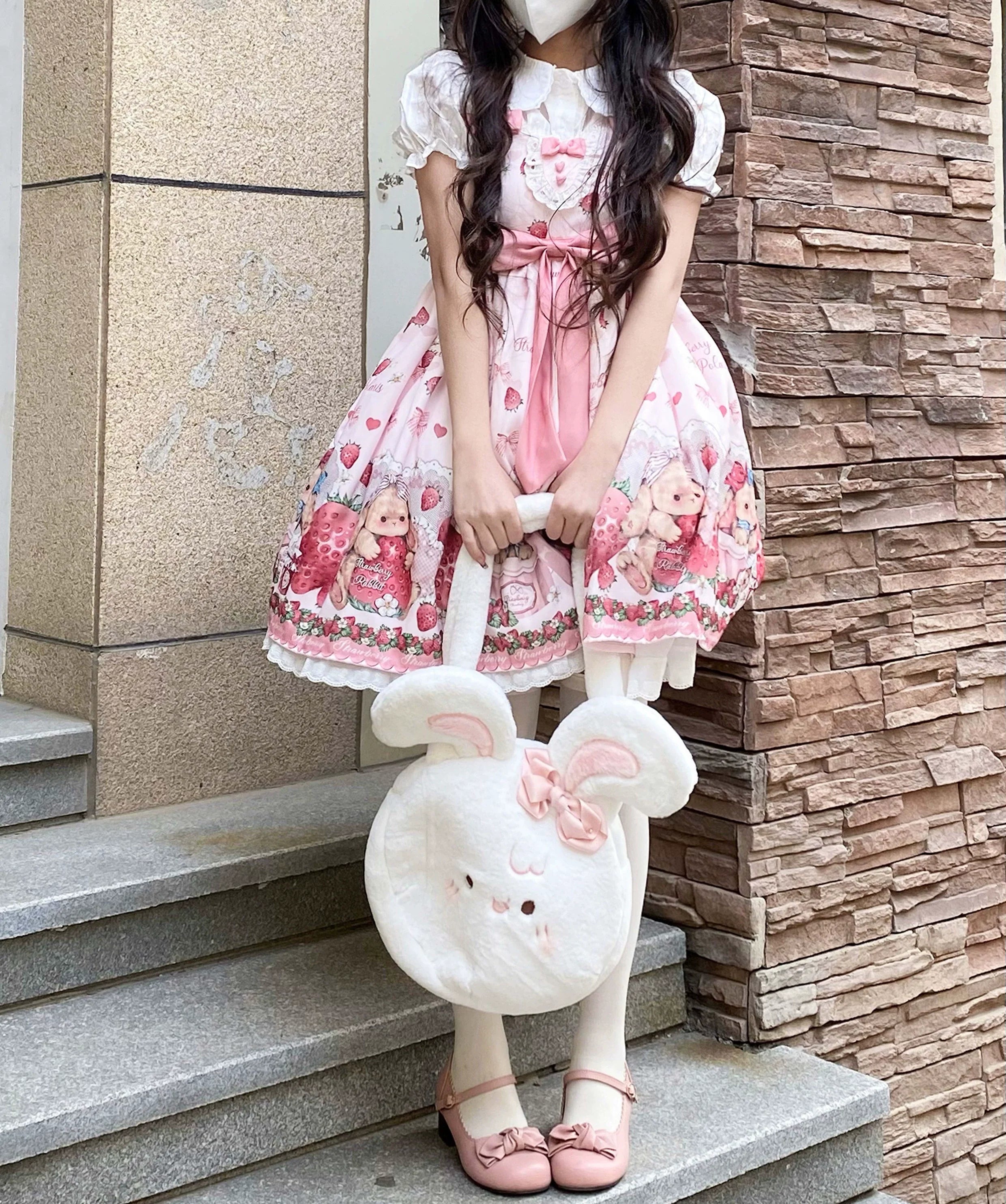 Polaris Lolita - Rabbit Berry Gift Box - Sweet Pink Lolita JSK Dress, Bunny & Straberry Print 44382:806019
