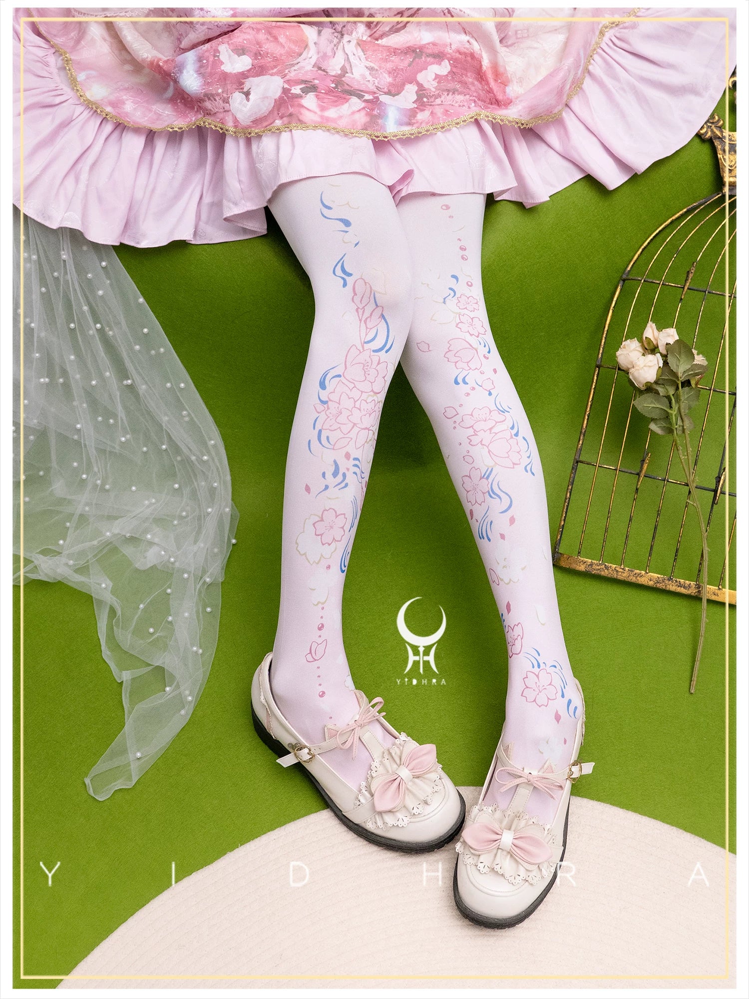 Floating Sakura - Stretchy Sakura Print Lolita Pantyhose