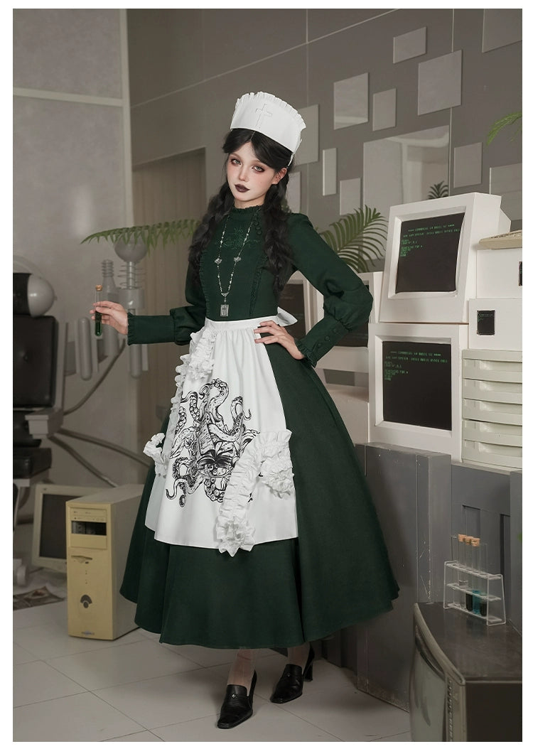 With PUJI - Letter and Poetry · Abyss Clinic - Gothic Lolita Green Dress Set 43929:789705