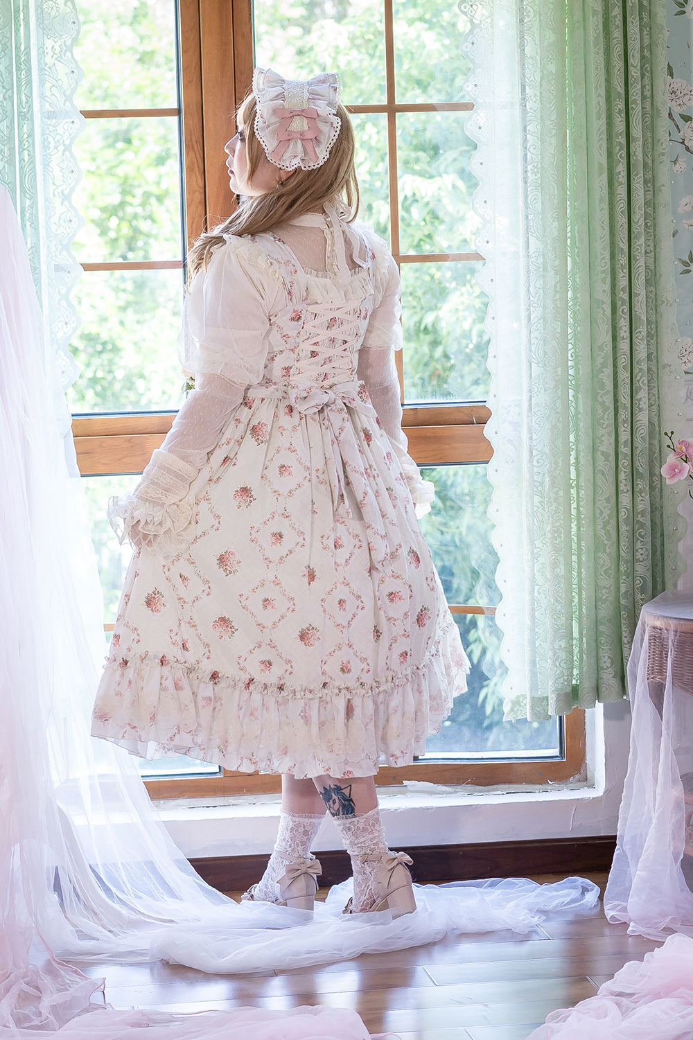 Miss Point~Customized Wood Rose 2.0 Elegant Vintage Jumper Dress 21392:302618