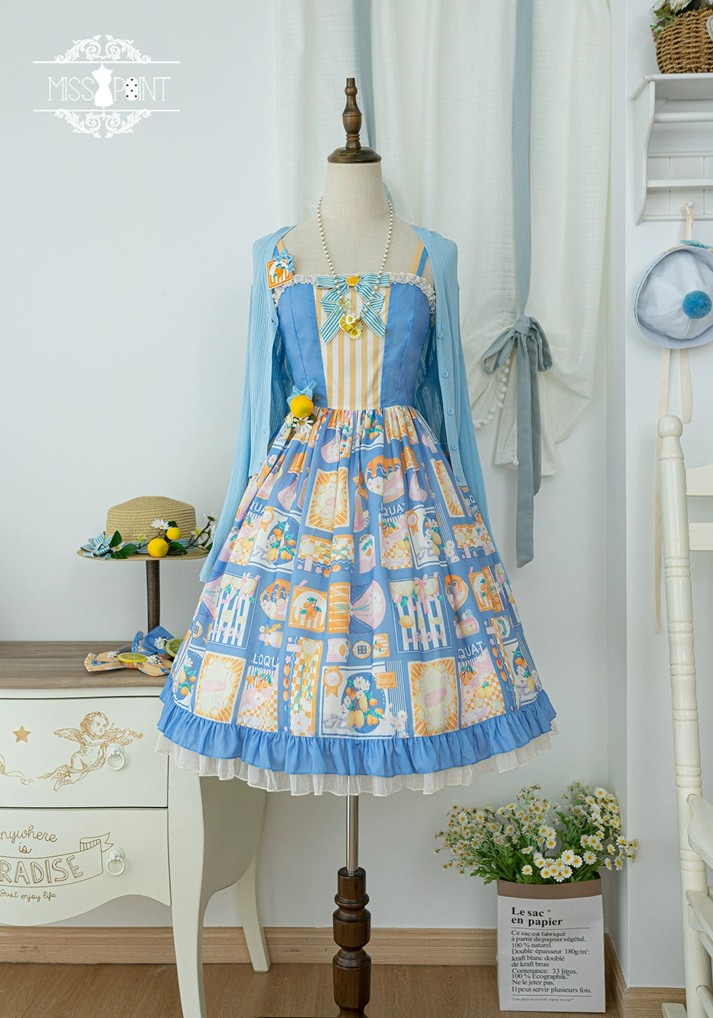 Miss Point~Daisy Lemon~Daily Lolita Lemon Print JSK Customized 21502:310656