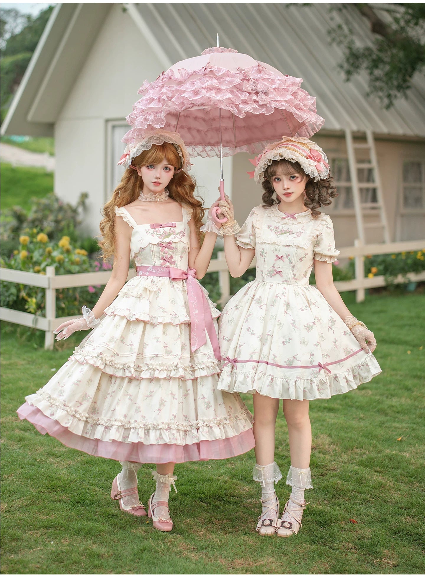 Fragrant Reminiscence - Classic Lolita Embroidered Collar Dress, Bellflower Print 45237:843095