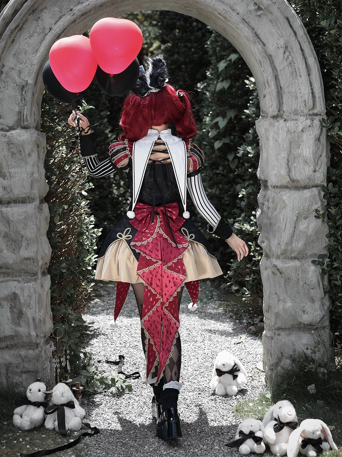 Circus Fantasy Night - Gothic Lolita Jacquard Dress, Pointed Tail Hem 45689:859488