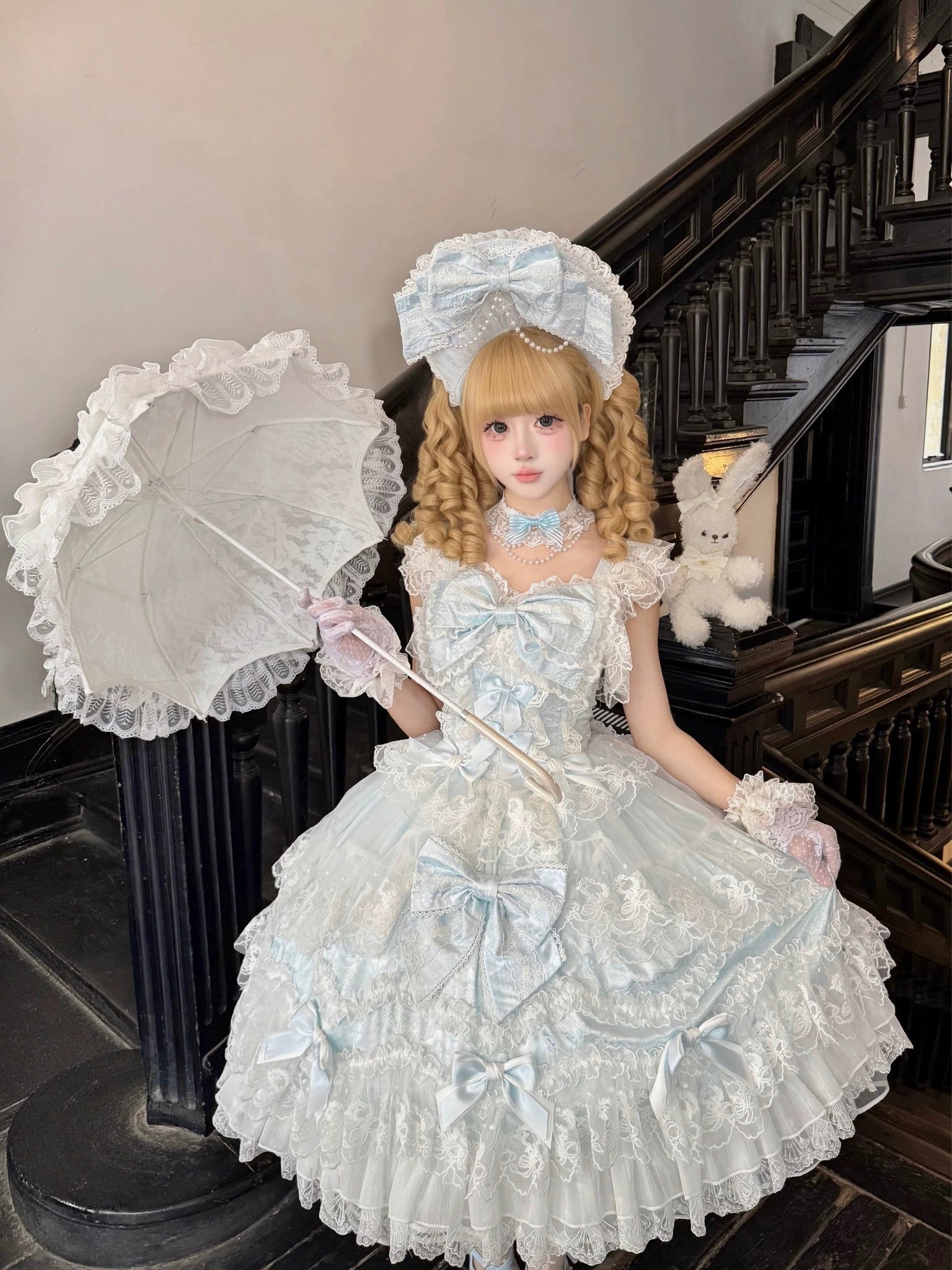 Sakura Blossom Dream - Dreamy Sweet Lolita JSK Dress, Abundant Lace & Bows