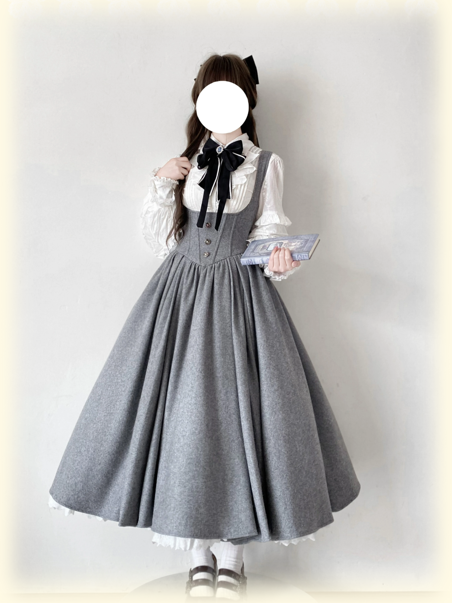 Wand Not for Your Lover - Wool Classic Lolita Bust Supporting JSK, Embroidered Shirt