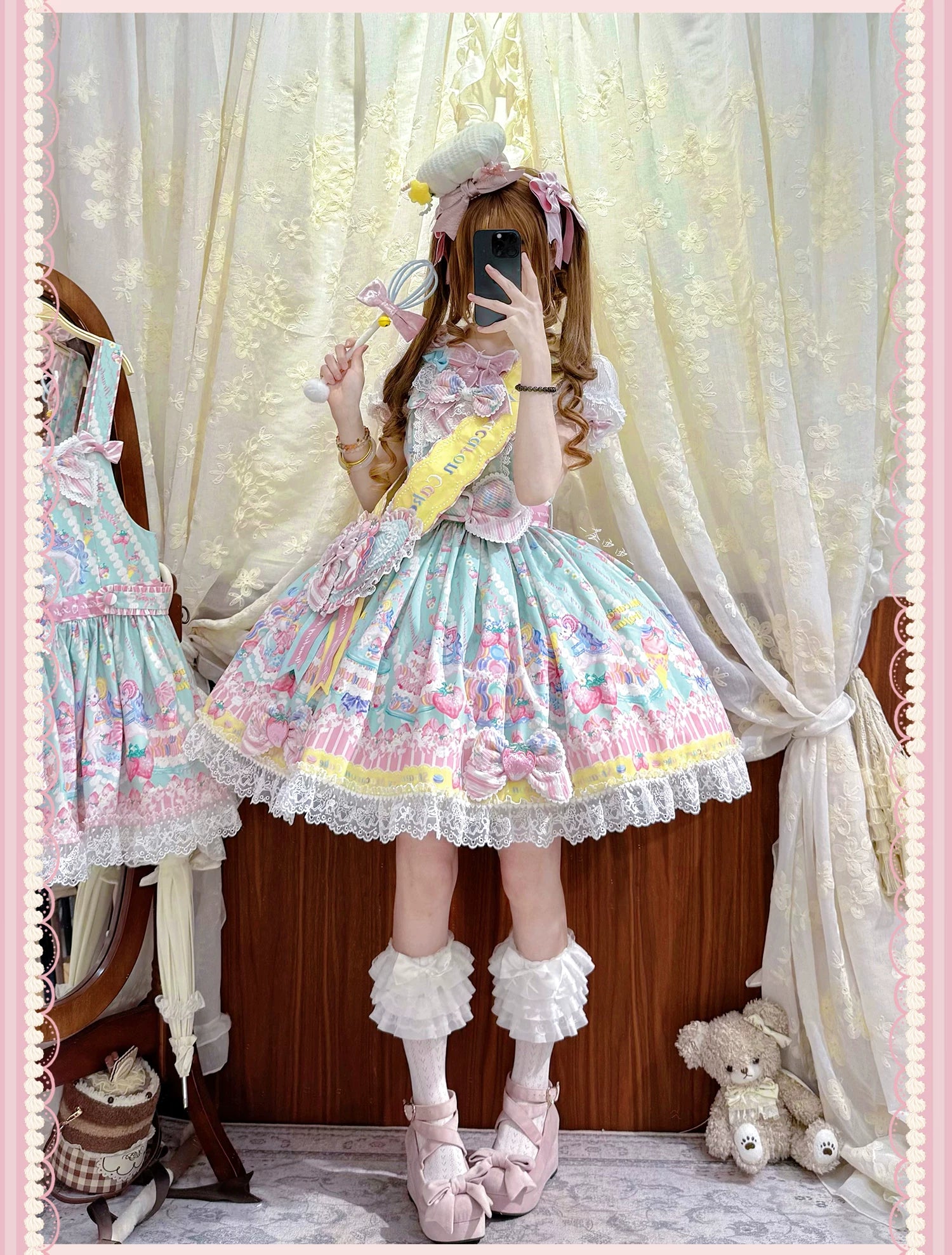 Macaron - Printed Sweet Lolita OP Dress, Old School Lolita JSK Available