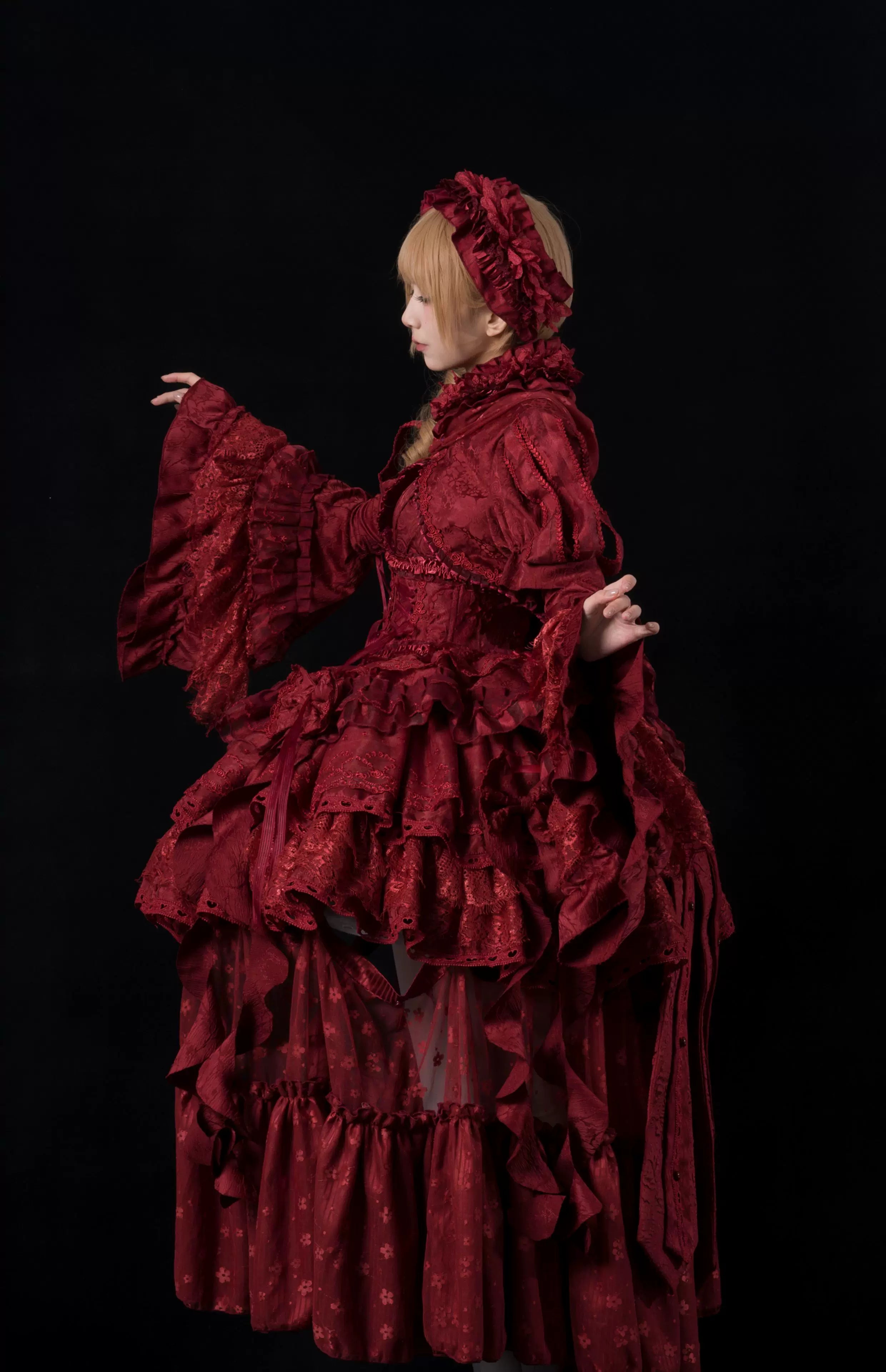 Caliburn - Gothic Lolita JSK Dress, Bolero Set with Detachable Sleeves