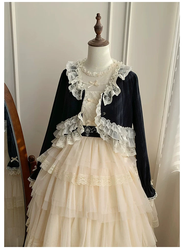 Bloom Period - Elegant Lolita Bolero, Layered Lace Ruffles 44623:817266