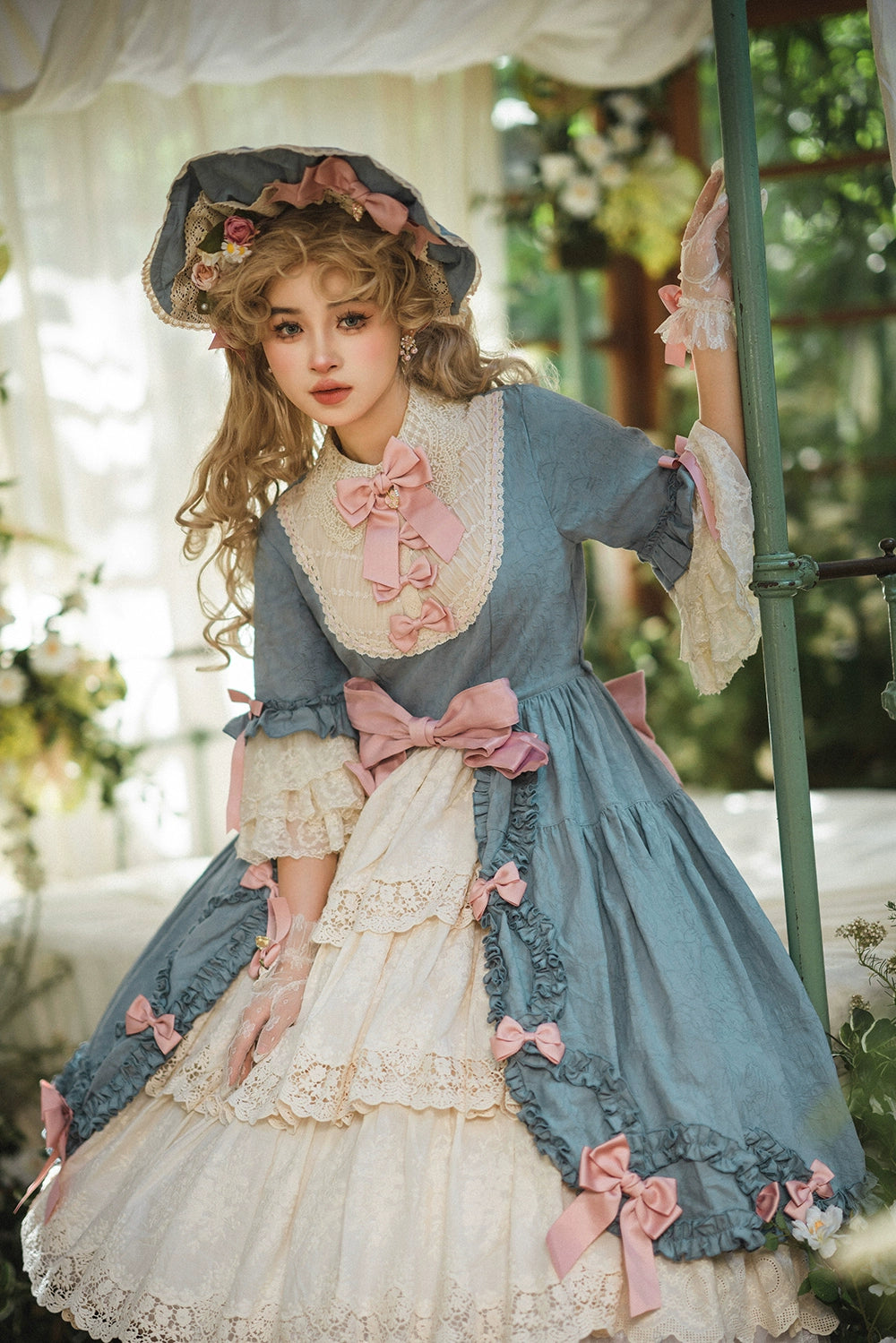 Miss Point~Lilyka Garden~Classic Lolita OP Dress Set Elegant Floral Wall Princess Sleeve 38832:606192