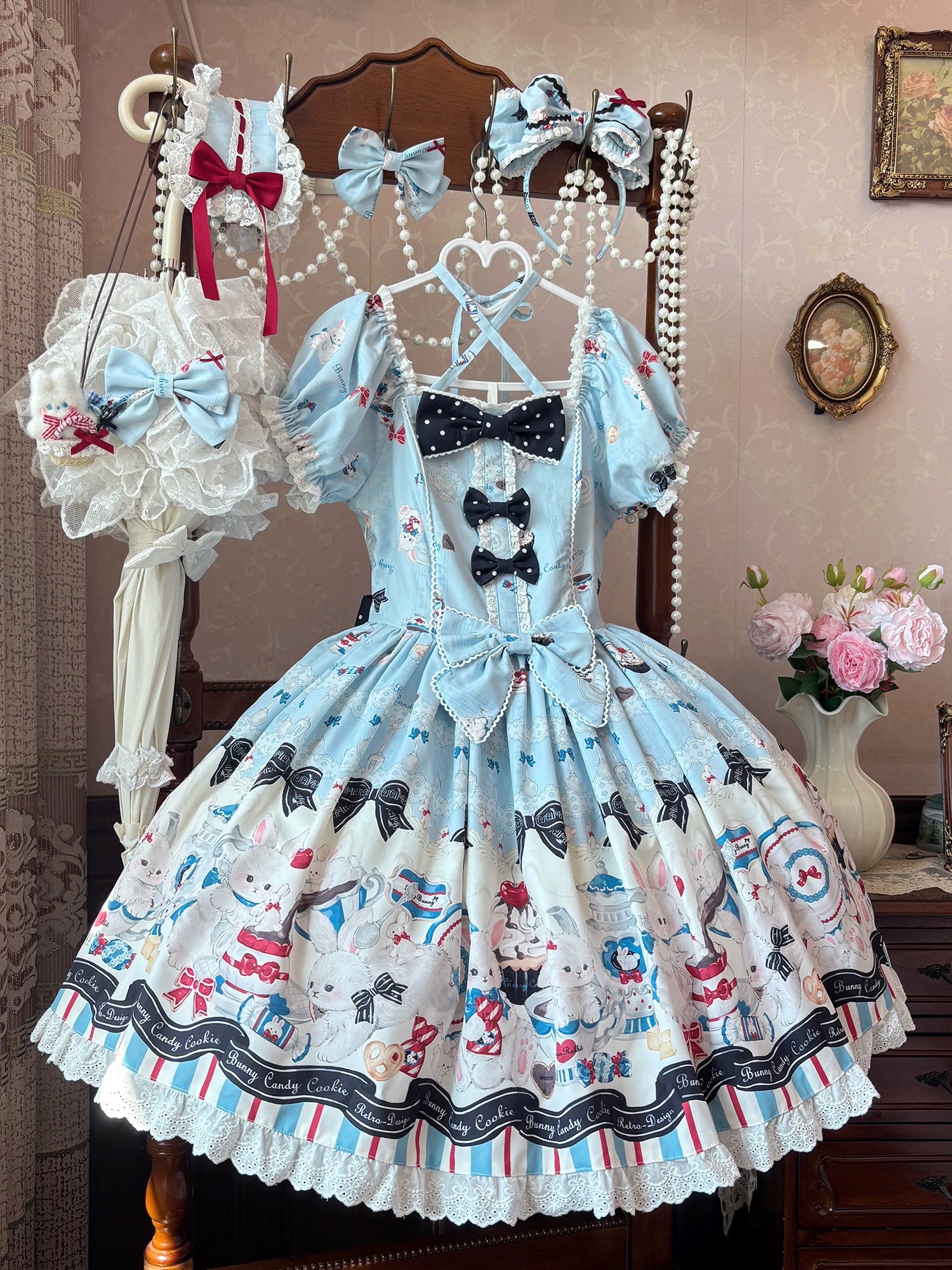 Myth Rabbit Tea Party - Sweet Lolita Dress Set, Bunny Print JSK (L M S XL) 44460:809499