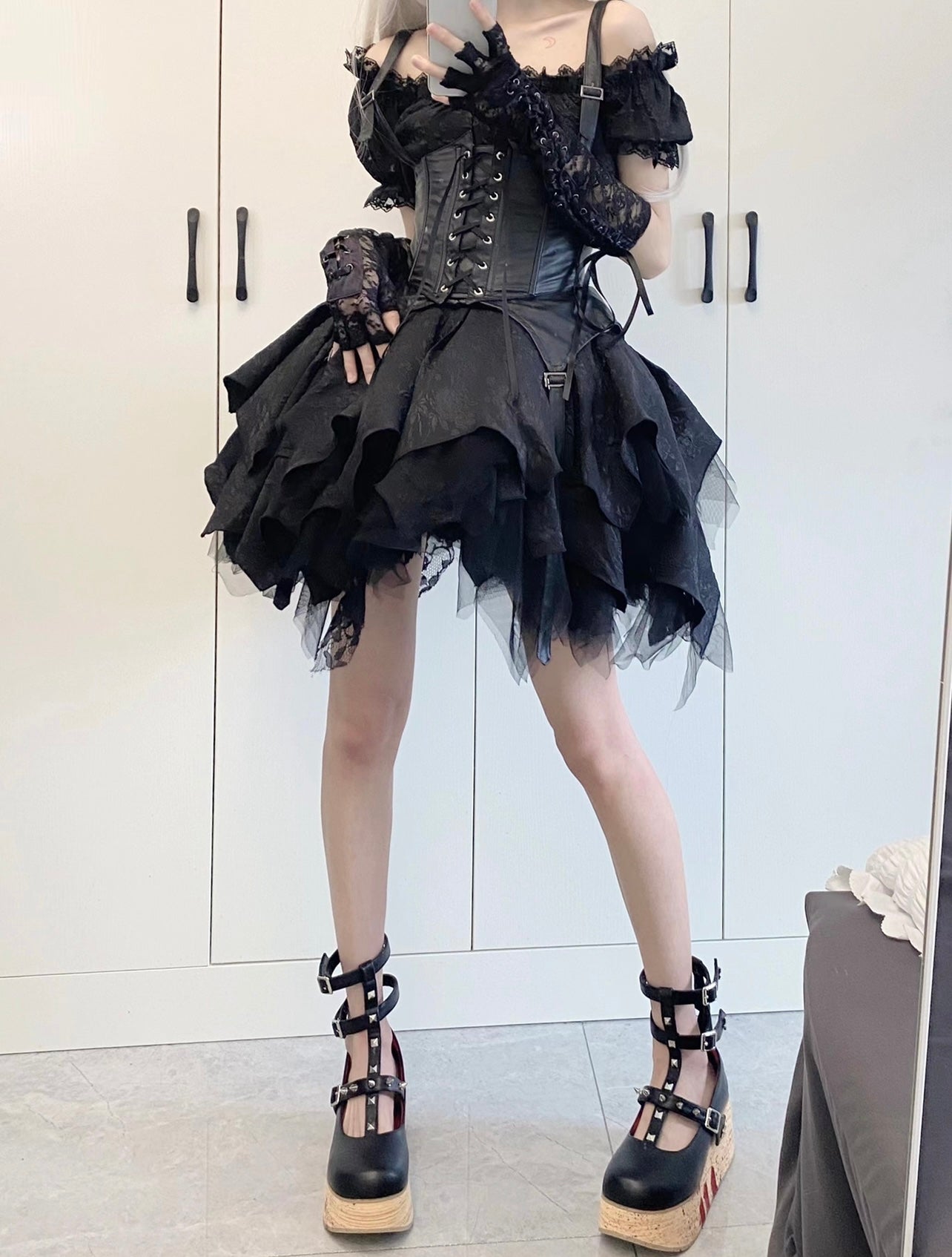 (Buyforme)Kiko Lolita~Gothic Enchanting Lolita Nightshade Princess Skirt Set   