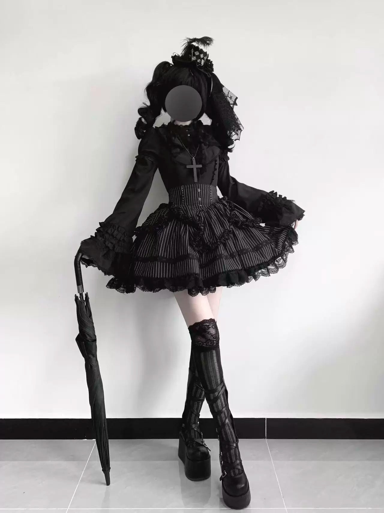 Gothic Lolita Shirt, Detachable Flared Sleeves 44490:813220