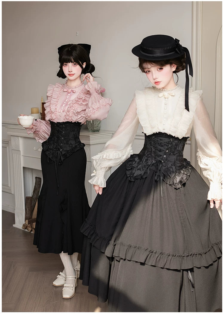 Blake - Boning Gothic Lolita Mermaid Skirt, Lifted-hem SK