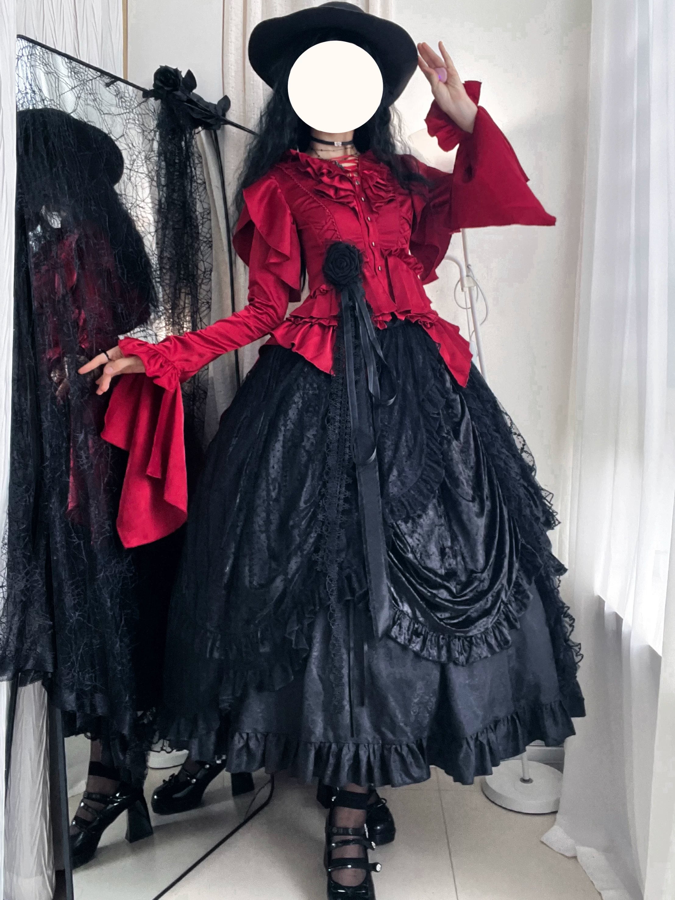 Abyssal Echo - Mermaid Inspired Ouji Lolita Shirt & Side Zipper SK Dress 44434:809262