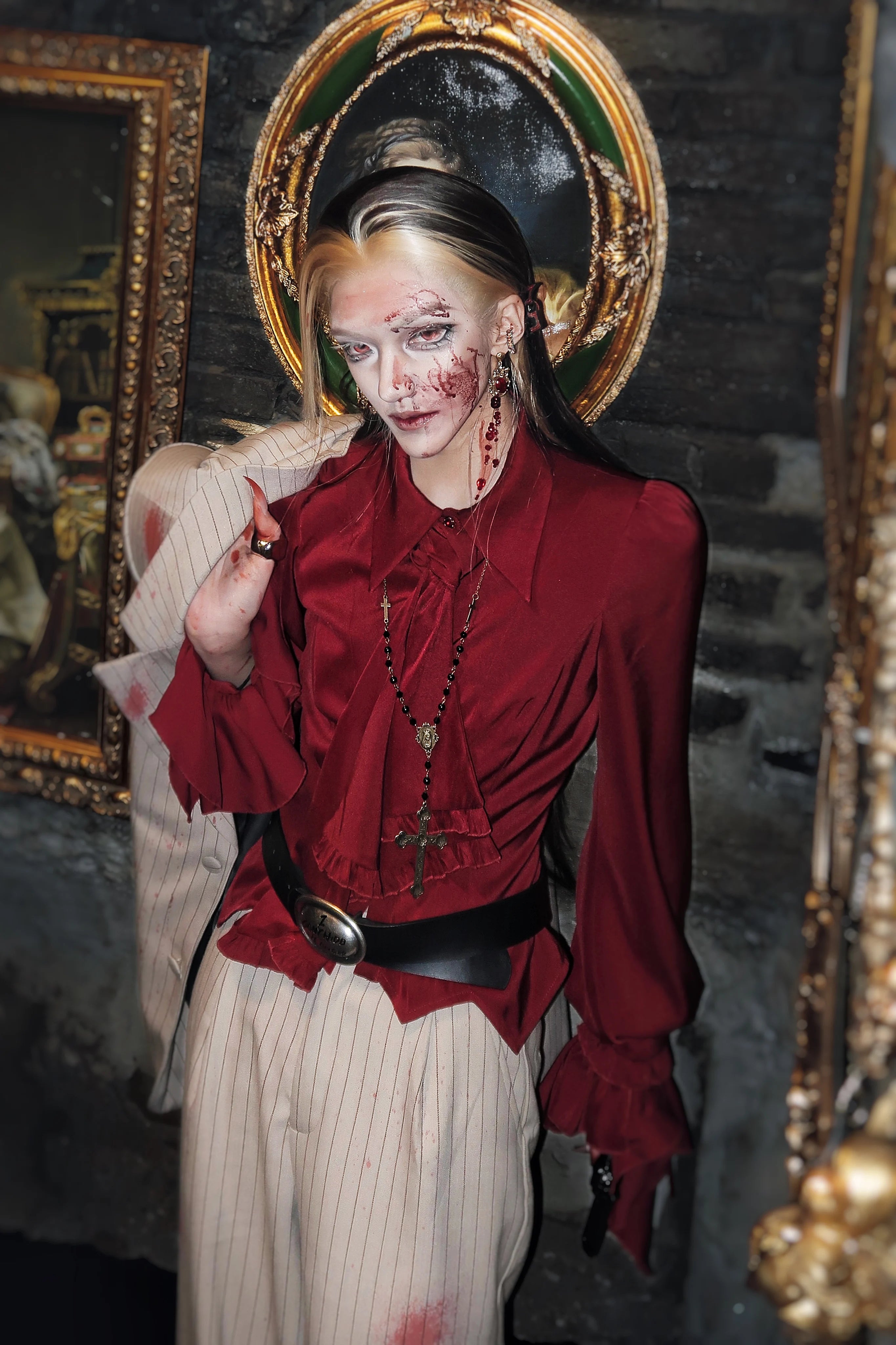 Moon Knight - Ouji Lolita Lantern Sleeve Blouse, Detachable Cuffs